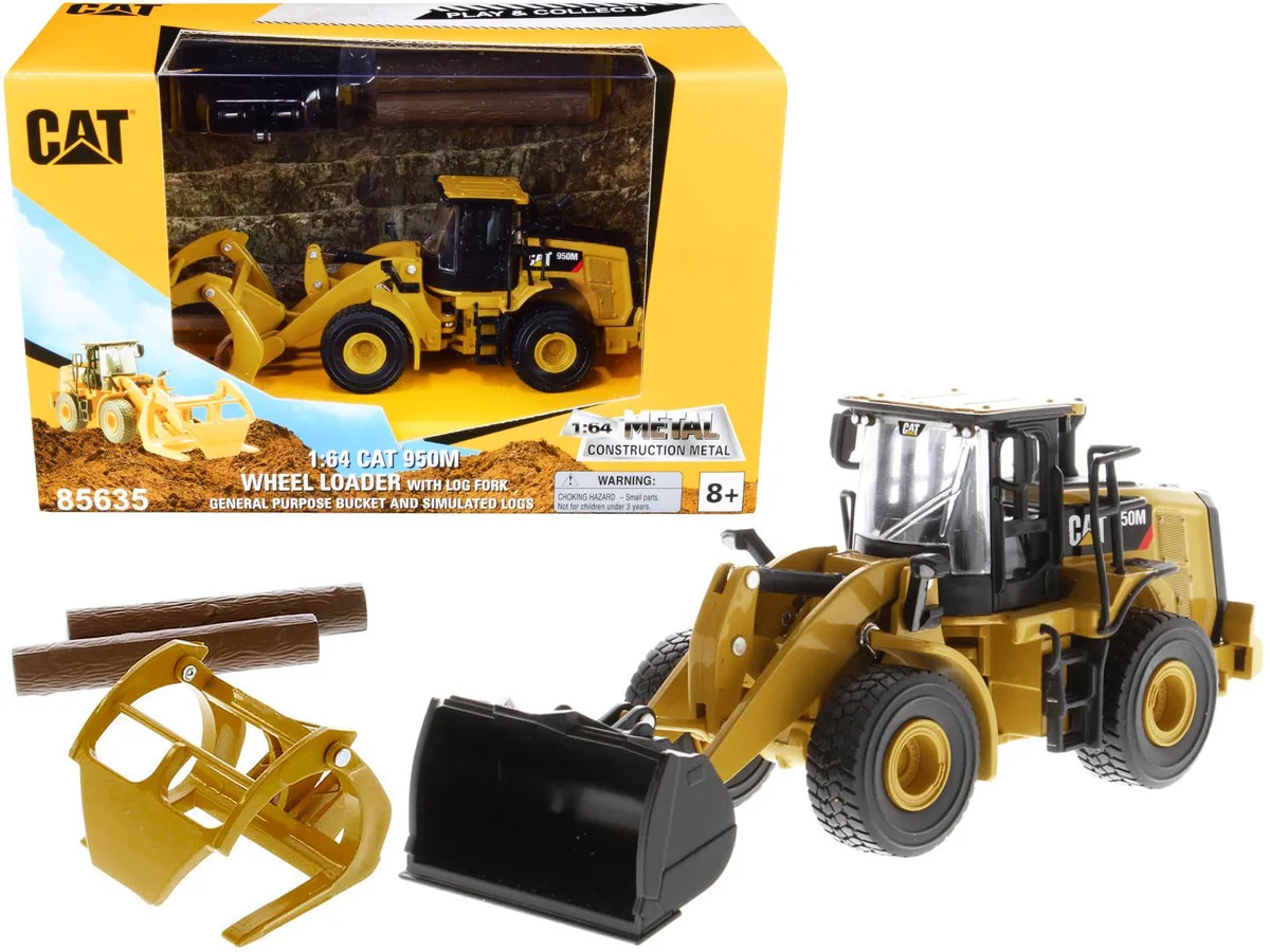DieCast Masters DieCast Masters CAT 950M Wheel Loader 1/64 with Bucket &amp; Log Fork — product photo