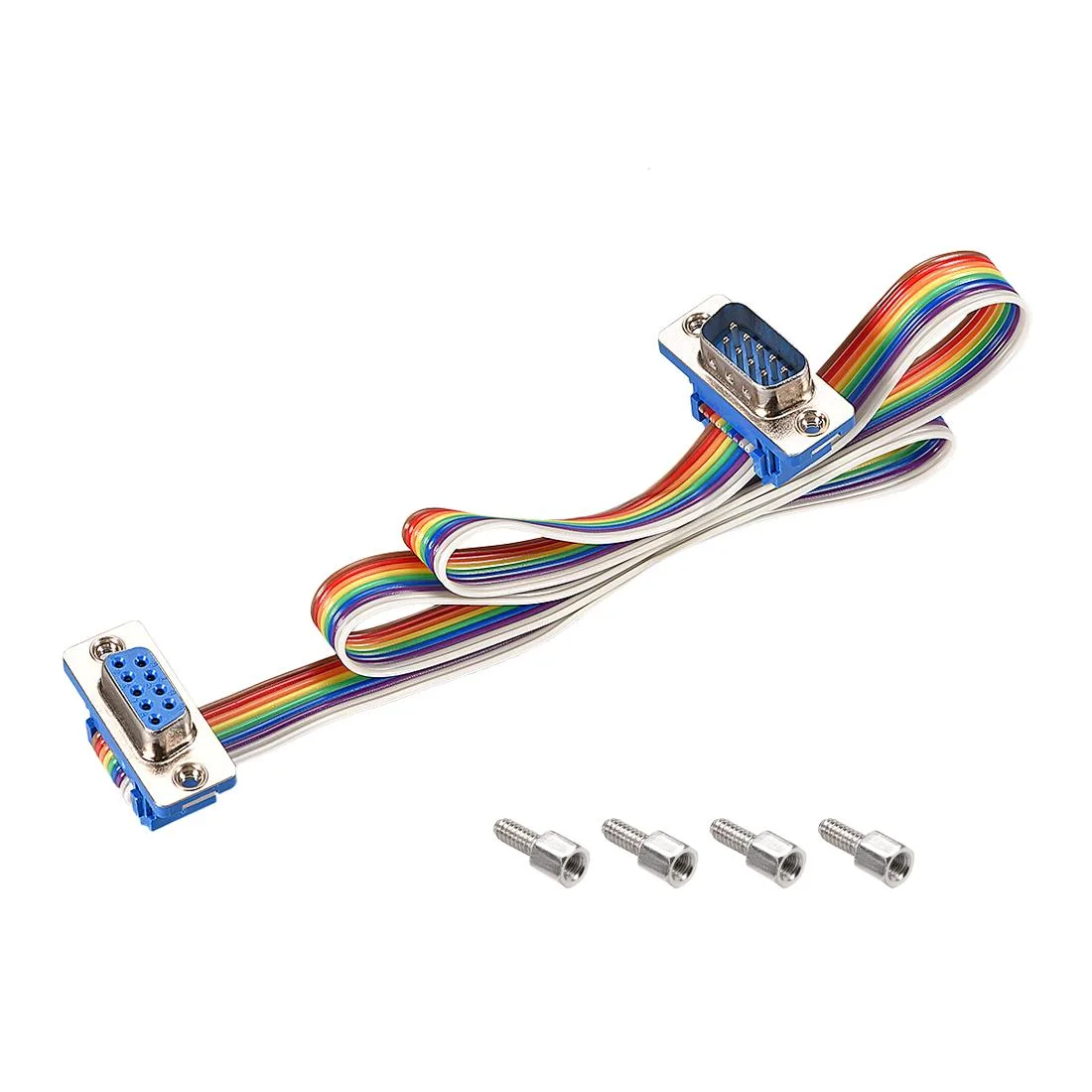 Unique-Bargains Unique-Bargains IDC Rainbow Wire Flat Ribbon Cable DB9 Male to DB9 Female 2.54mm Pitch 19.7inch — product photo