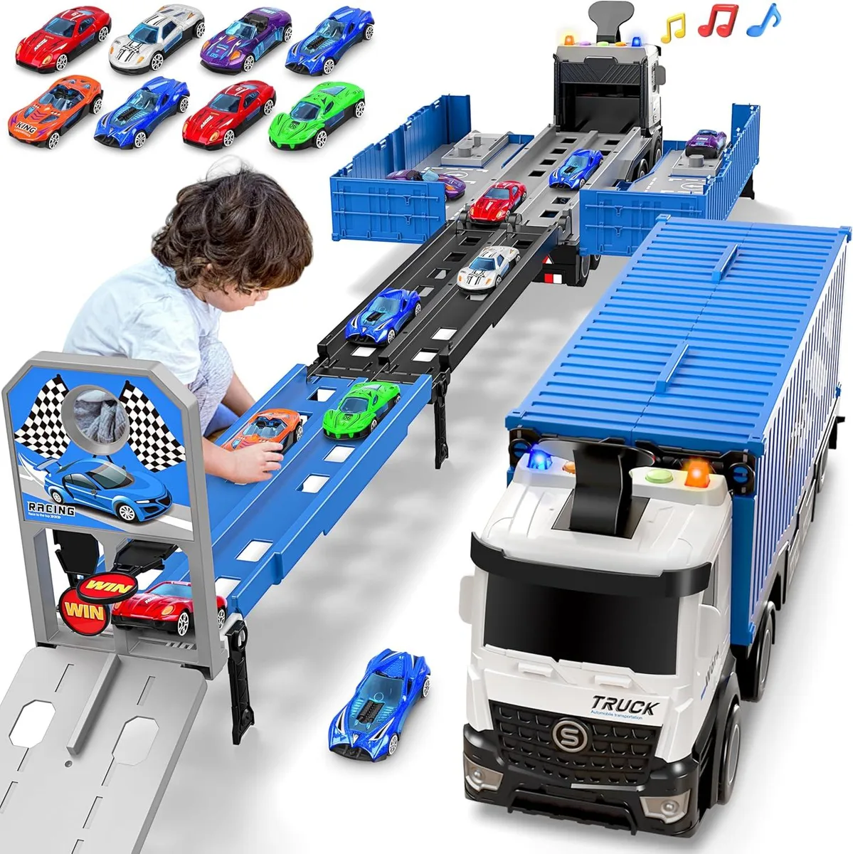 usbroway usbroway Carrier Truck Race Track 3 Layer 8 Cars 1.2M toy — product photo