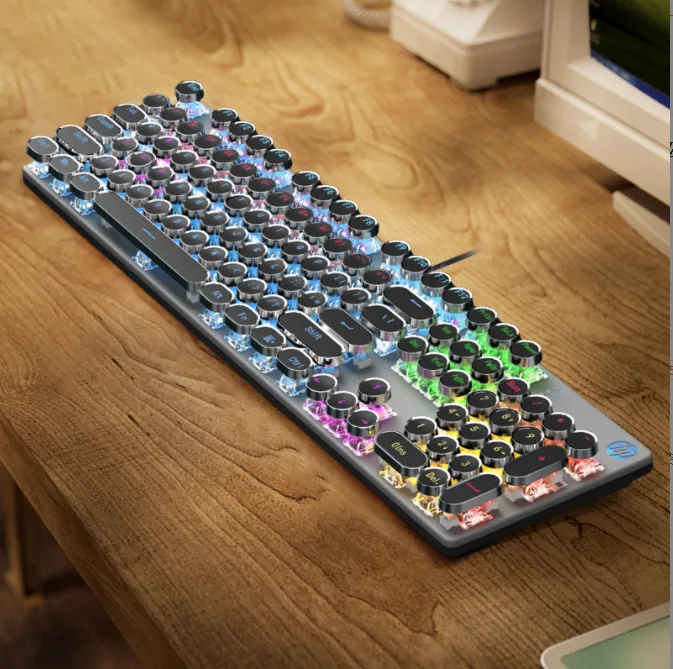 Black mechanical gaming keyboard with brown switches, full-size layout, wired, no mouse included