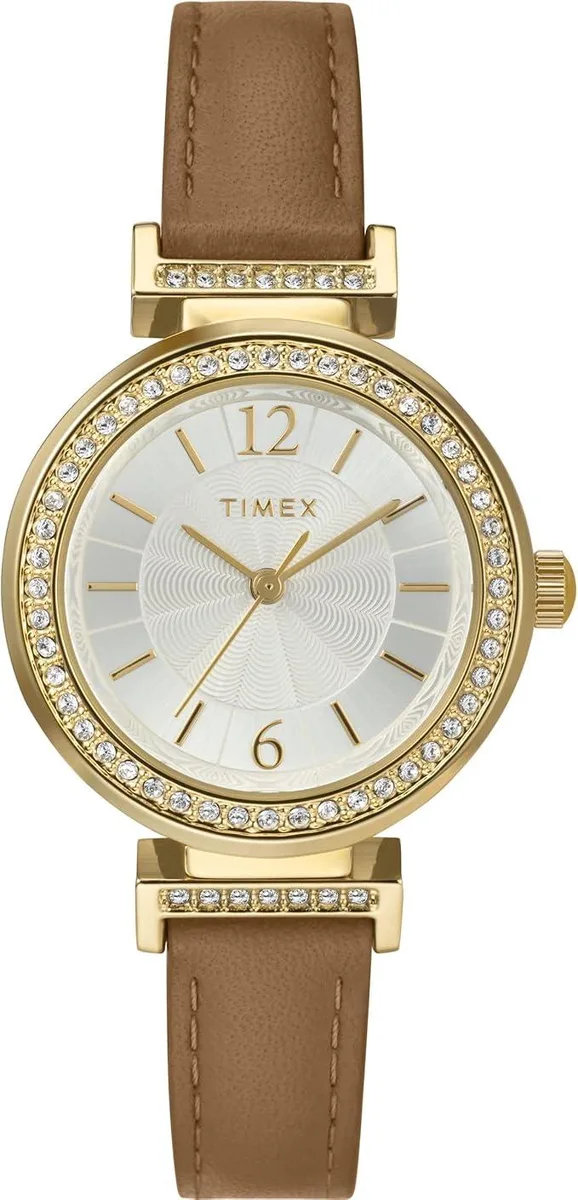 TIMEX TIMEX Trend 31mm Quartz Watch Brown Leather Gold-Tone 7.5in 30m — product photo