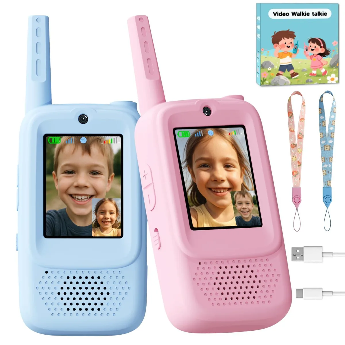 ANBURI Video Walkie Talkies 2 Pack Blue Pink — product photo