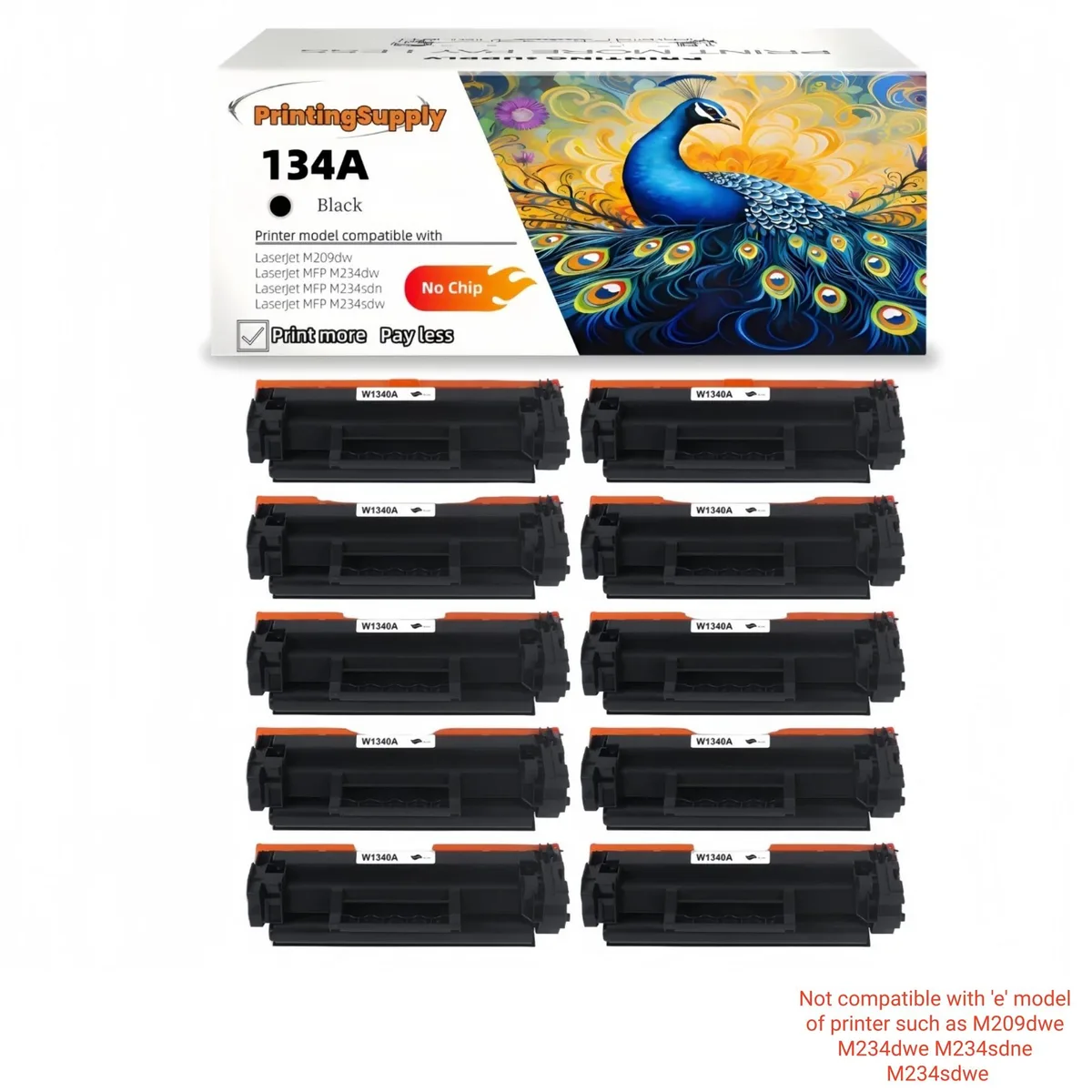 Aster Graphics Inc Aster Graphics Inc 134A W1340A Toner Cartridge 10 Pack No Chip Black 1100 Pages — product photo