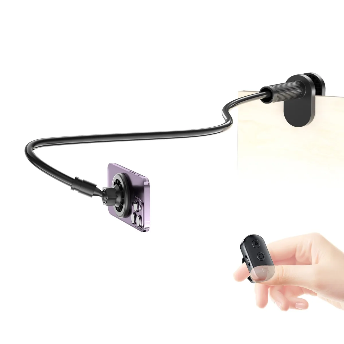 FiKavi F6 Magnetic Phone Mount with Scrolling Ring Remote, Black — product photo