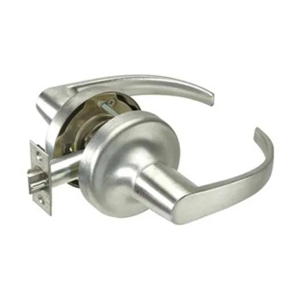 Curved lever lockset in dull chrome finish