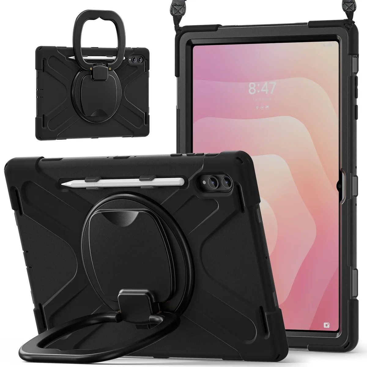 Timoom Timoom Rugged Silicone Case with Handle, 360° Stand, Strap &amp; Pen Slot for Tab S11 Ultra 14.6" Black — product photo