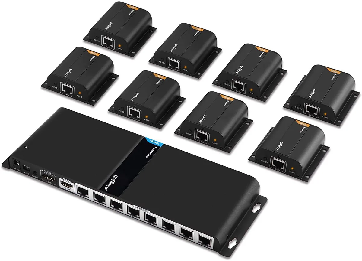 Thinkstar Thinkstar 1080p 8 Port HDMI Extender Splitter Over CAT6/CAT6a/CAT7 with Loopout & IR Extension — product photo