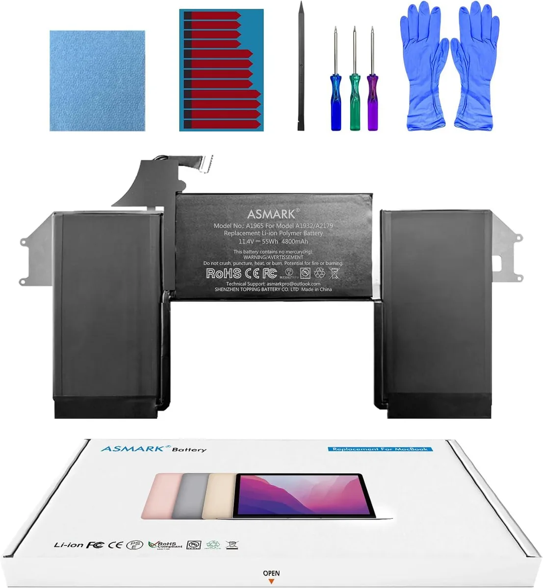 PISKEKAT PISKEKAT A1965 laptop battery 55 Wh 11.4 V for MacBook Air 13 A2179 2020 — product photo