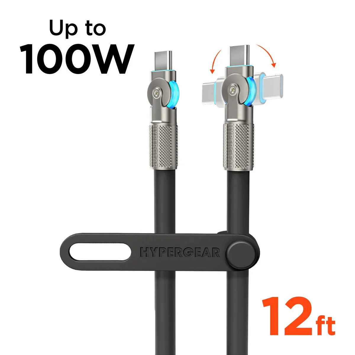HyperGear HyperGear Chunky180° USB-C to USB-C 100W 12ft Black — product photo