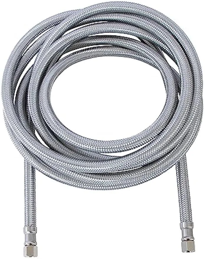 usbroway usbroway 10 Foot Braided Stainless Steel Water Supply Hose 1/4 x 1/4 Inch Compression Fittings 304 — product photo