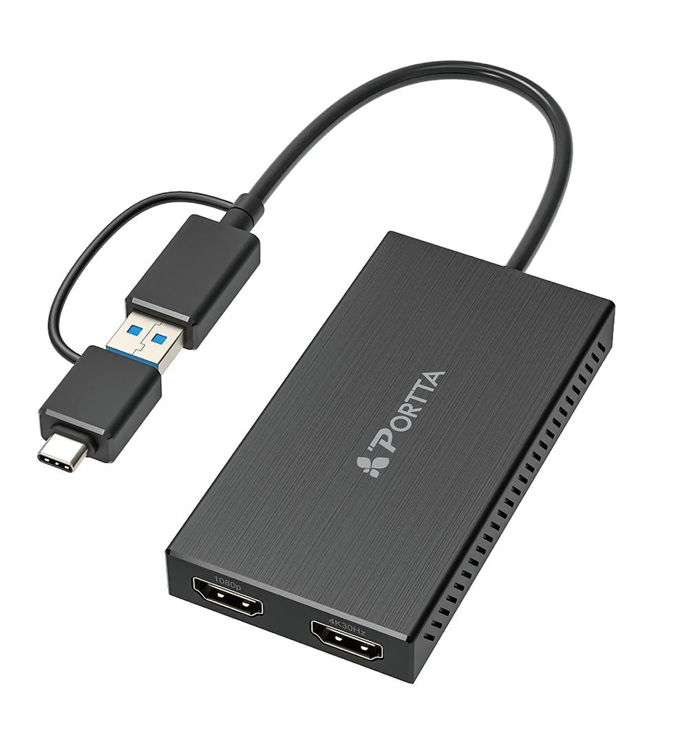 PORTTA PORTTA 107B-USB-HDMI-B USB to Dual HDMI Adapter — product photo