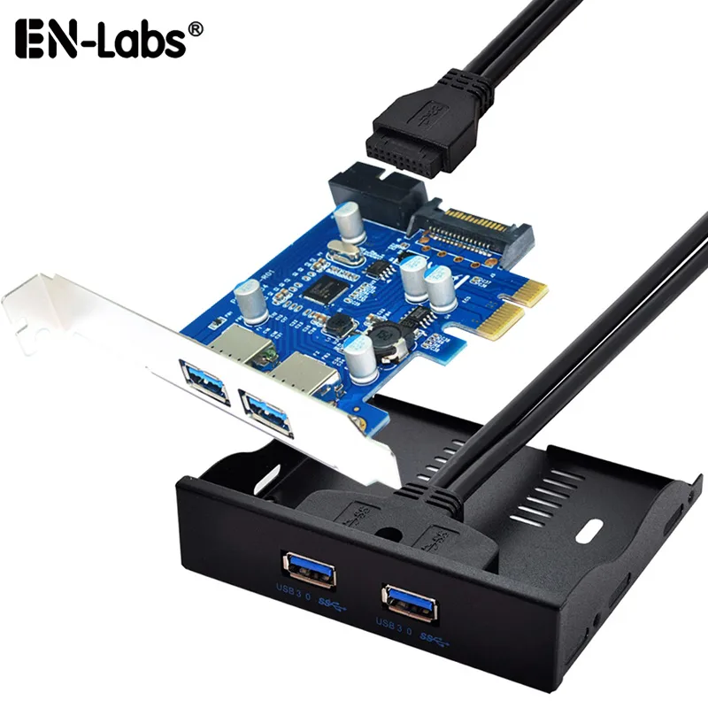 EN-Labs EN-Labs PCIEU32S20KIT USB 3.0 expansion card with 3.5" front panel — product photo