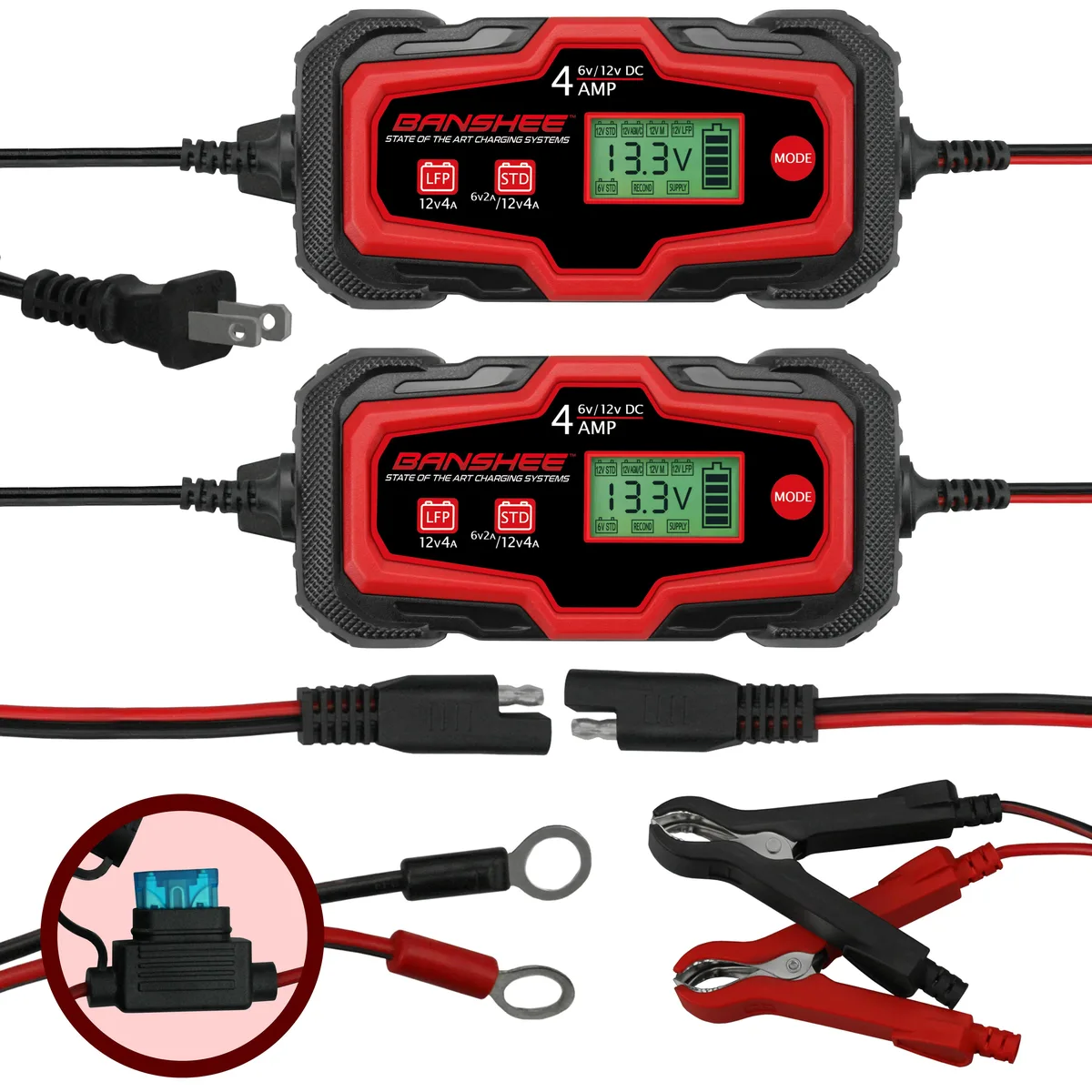 BatteryJack inc. BatteryJack inc. 2PC 6V 12V 4A Smart Battery Charger Maintainer — product photo