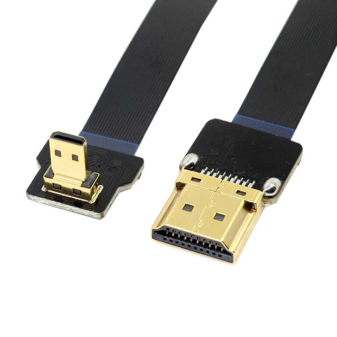 LORDWORLD LORDWORLD Micro HDMI to HDMI Male Extension FPC Flat Cable 1080P 90 Degree Down Angled 0.5M — product photo