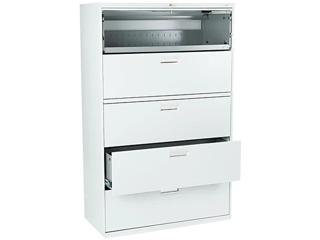 HON HON 695LQ 600 Series Five-Drawer Lateral File Light Gray office furniture — product photo