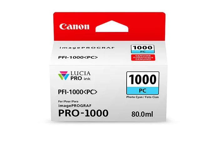 Canon Canon 0550C002 PFI-1000PC Photo Cyan LUCIA PRO ink cartridges (genuine brands) — product photo
