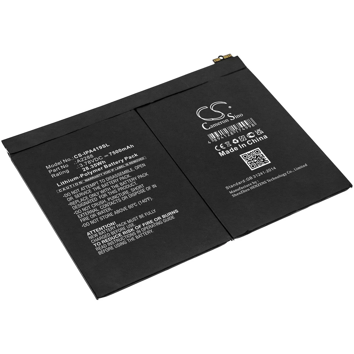 Cameron &amp; Co Cameron &amp; Co DS-CS-IPA419SL iPad Air 4 10.9" 2020 Battery 7.5 Ah Black — product photo