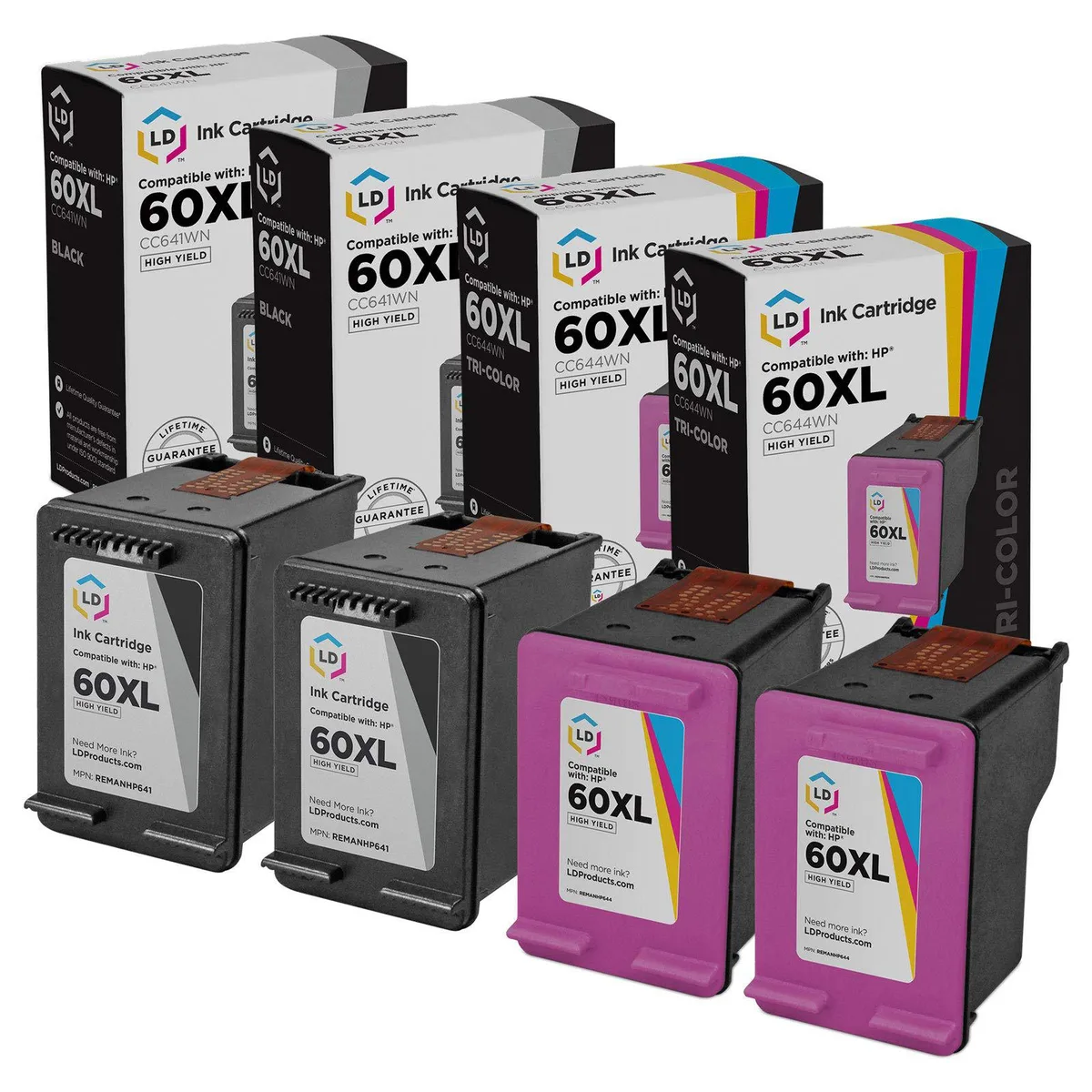 LD Products LD Products 60XL Ink Cartridge 2 Black 2 Color — product photo