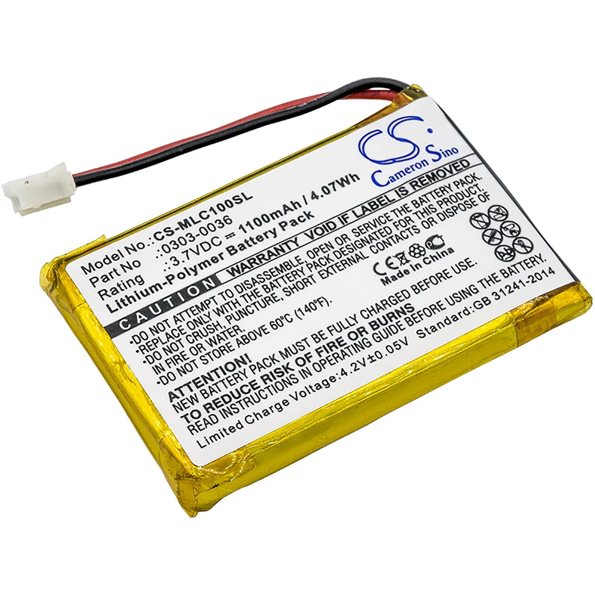 Cameron &amp; Co Cameron &amp; Co DS-CS-MLC100SL Li-Polymer 1.1 Ah GPS battery — product photo