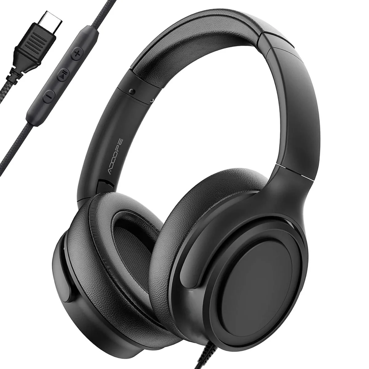 AOpen AD1000 Wired Over-Ear Headphones USB-C Black — product photo