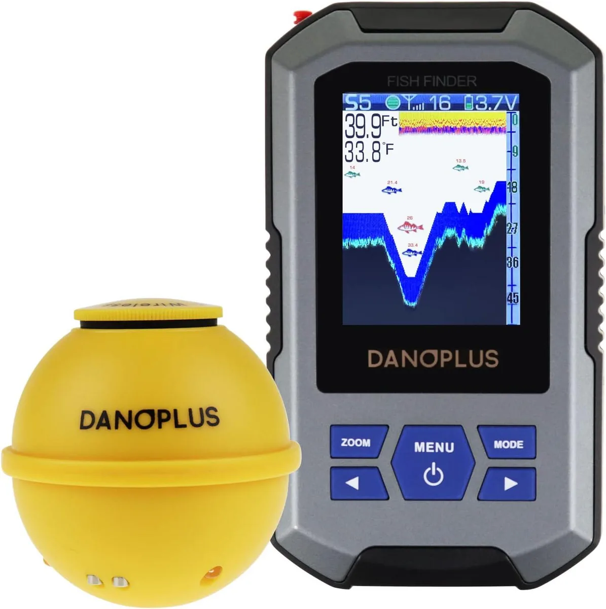 Portable wireless fish finder with 2.4in colour LCD screen