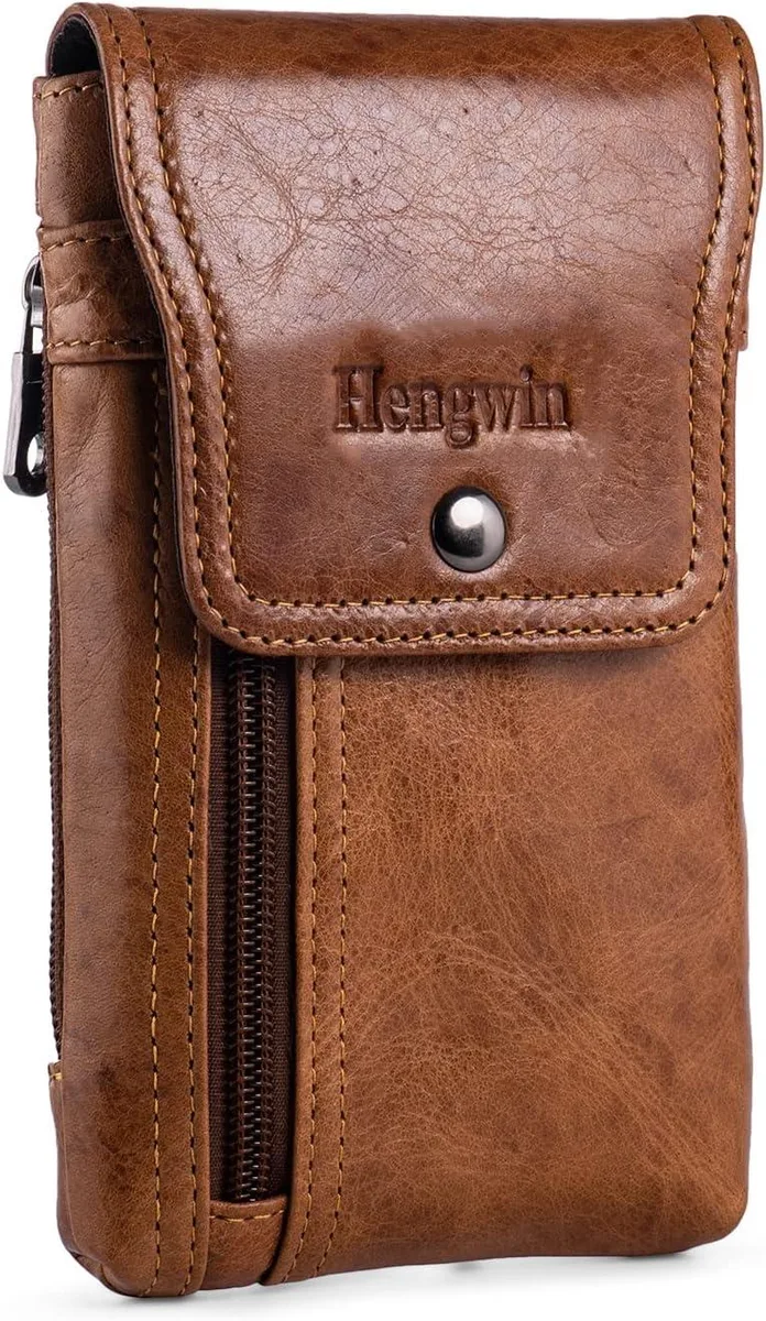 TAURKENAM TAURKENAM Leather Phone Holster Case Brown — product photo