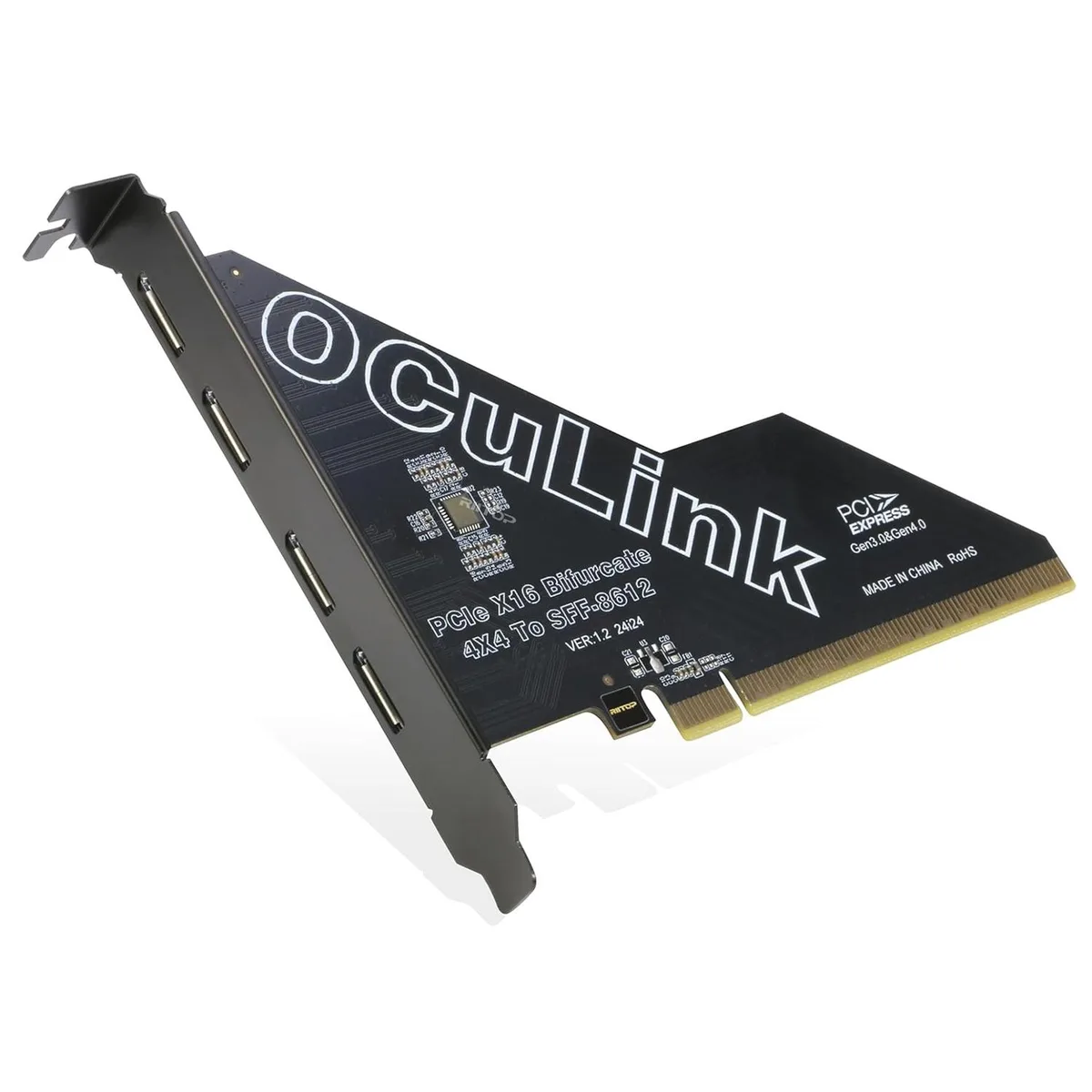 RIITOP RIITOP PCIe 4.0 x16 to 4-Port OCuLink SFF-8612 Adapter — product photo