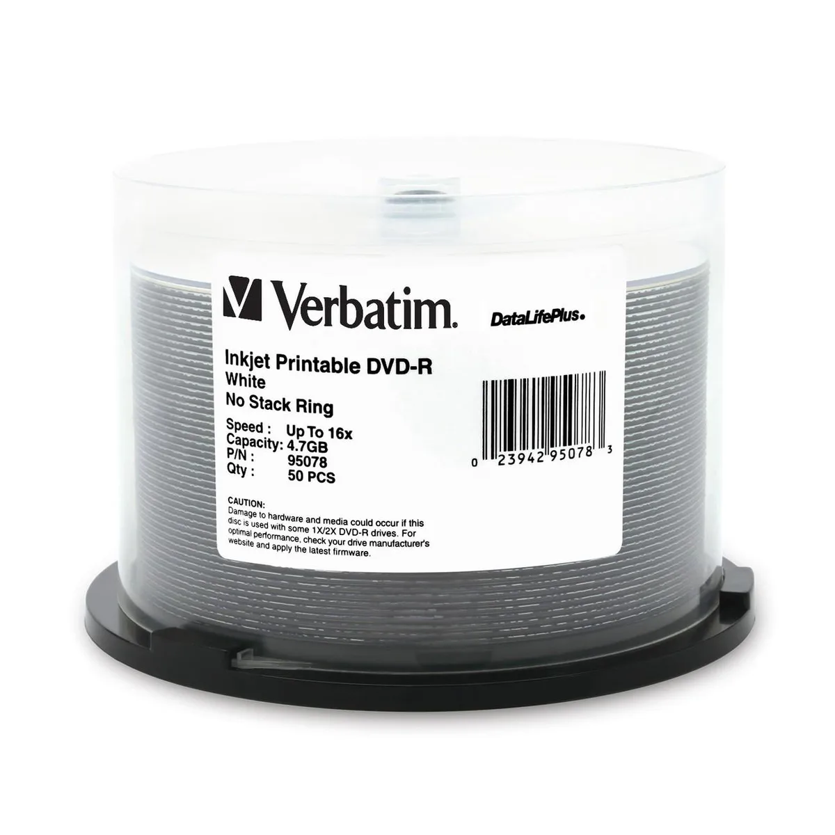 VERBATIM Verbatim 95078 4.7GB 16X DVD-R White Inkjet Printable 50 Packs — product photo