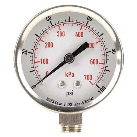 Value Brand Value Brand Commercial Pressure Gauge 0-100 psi 2 1/2 in Dial 1/4 in NPT — product photo