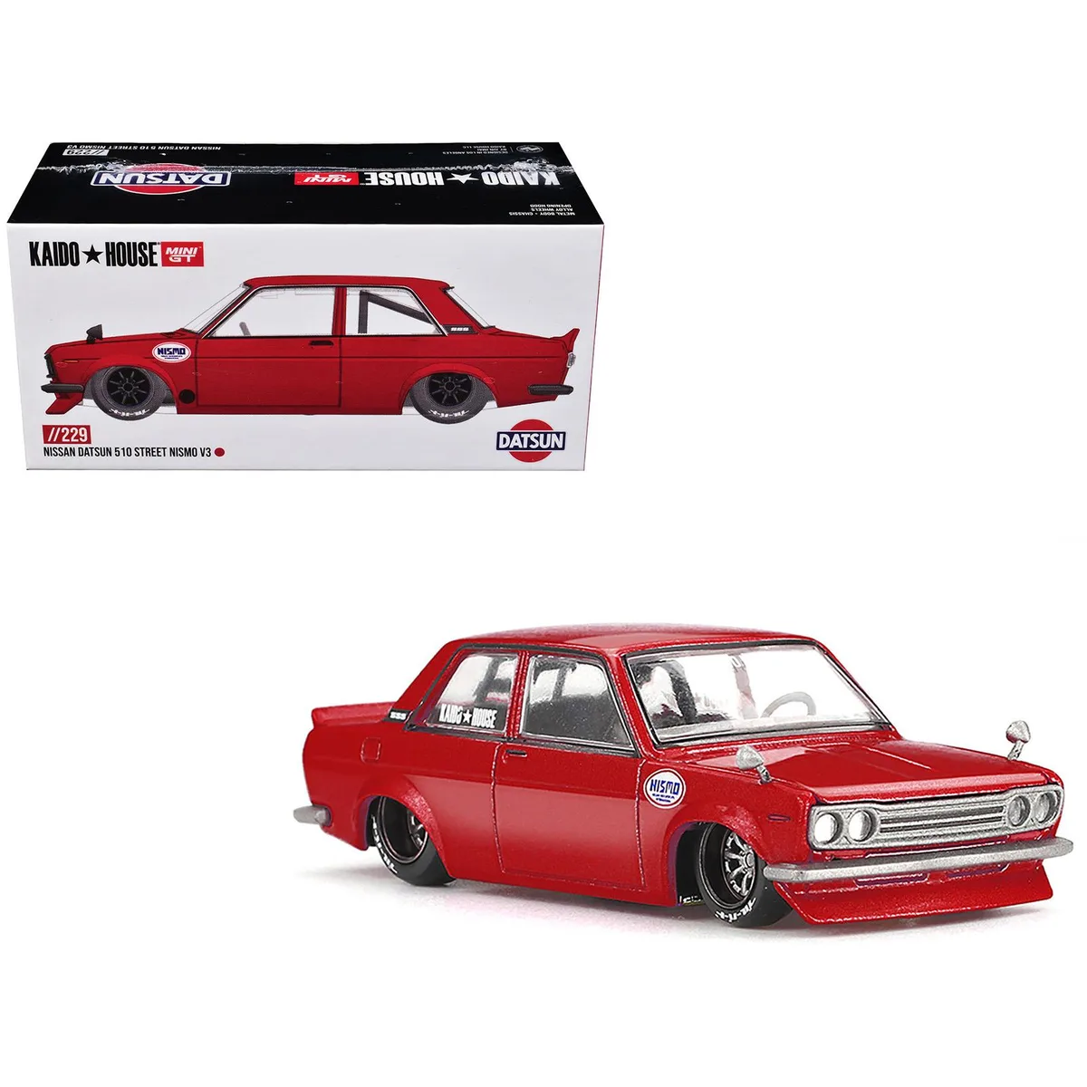 True True Datsun 510 Street "Nismo V3" Red Metallic "Kaido House" 1/64 Diecast Car — product photo