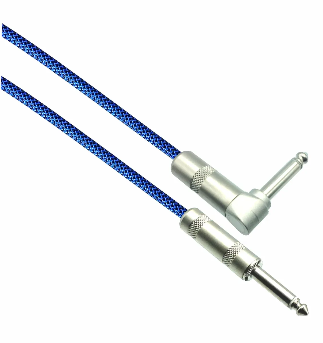 North American Herb & Spice North American Herb & Spice Designer Series Guitar Cable Black/Neon Blue 1/4" Straight to Right Angle — product photo