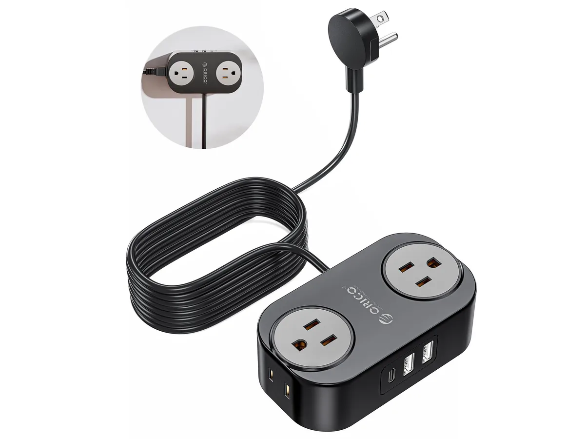 Orico Orico JY14A2U1C power strip, 4 outlets, 2 USB-A, 1 USB-C, 10 ft cord — product photo