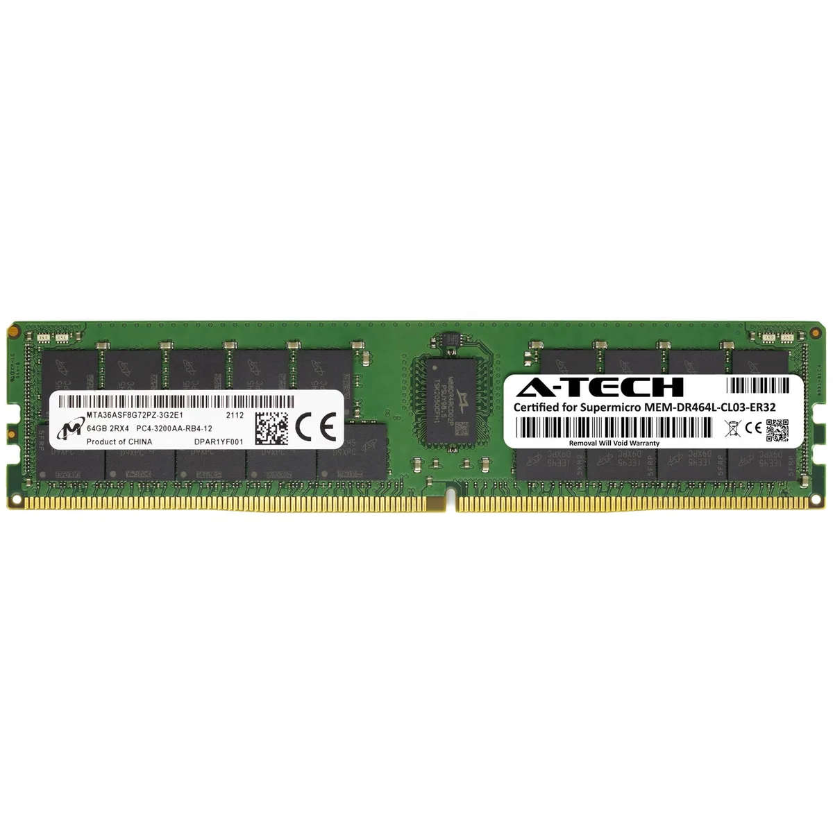 A-Tech A-Tech 64GB DDR4 3200MHz ECC RDIMM 2Rx4 Supermicro Certified MEM-DR464L-CL03-ER32 — product photo