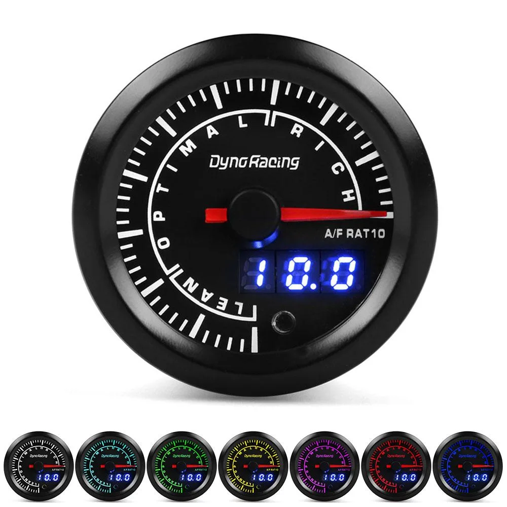 Dyno Racing Dyno Racing 52mm Dual Display Air Fuel Ratio Gauge 7 Color LED Stepper Motor — product photo