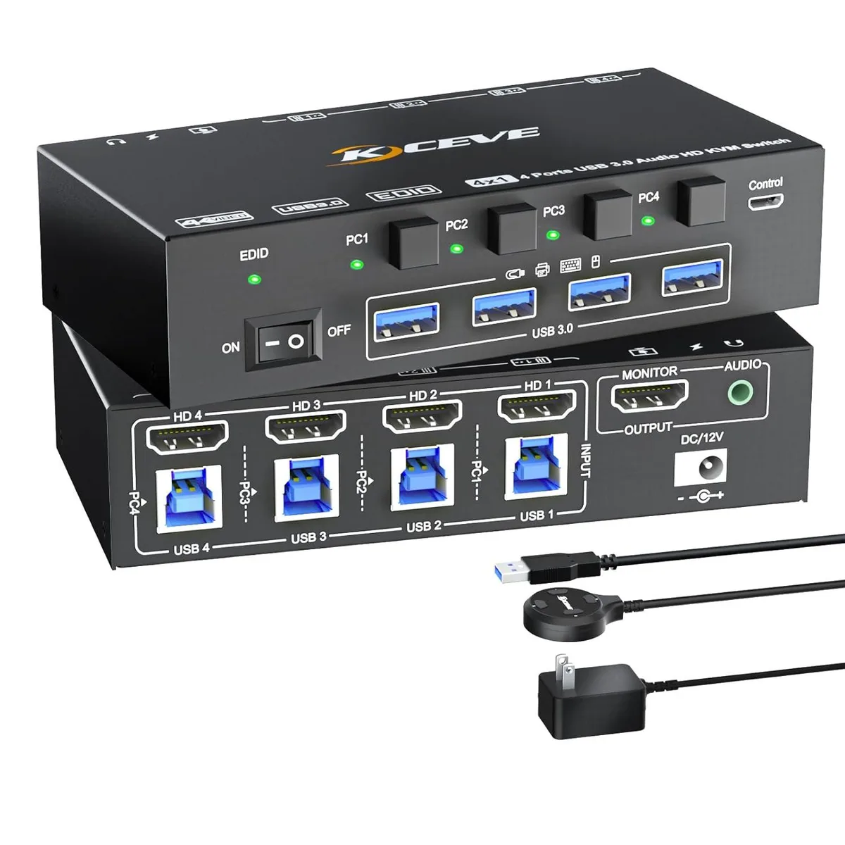 IHDAPP IHDAPP 4 Port HDMI KVM Switch 8K@60Hz USB 3.0 Audio — product photo