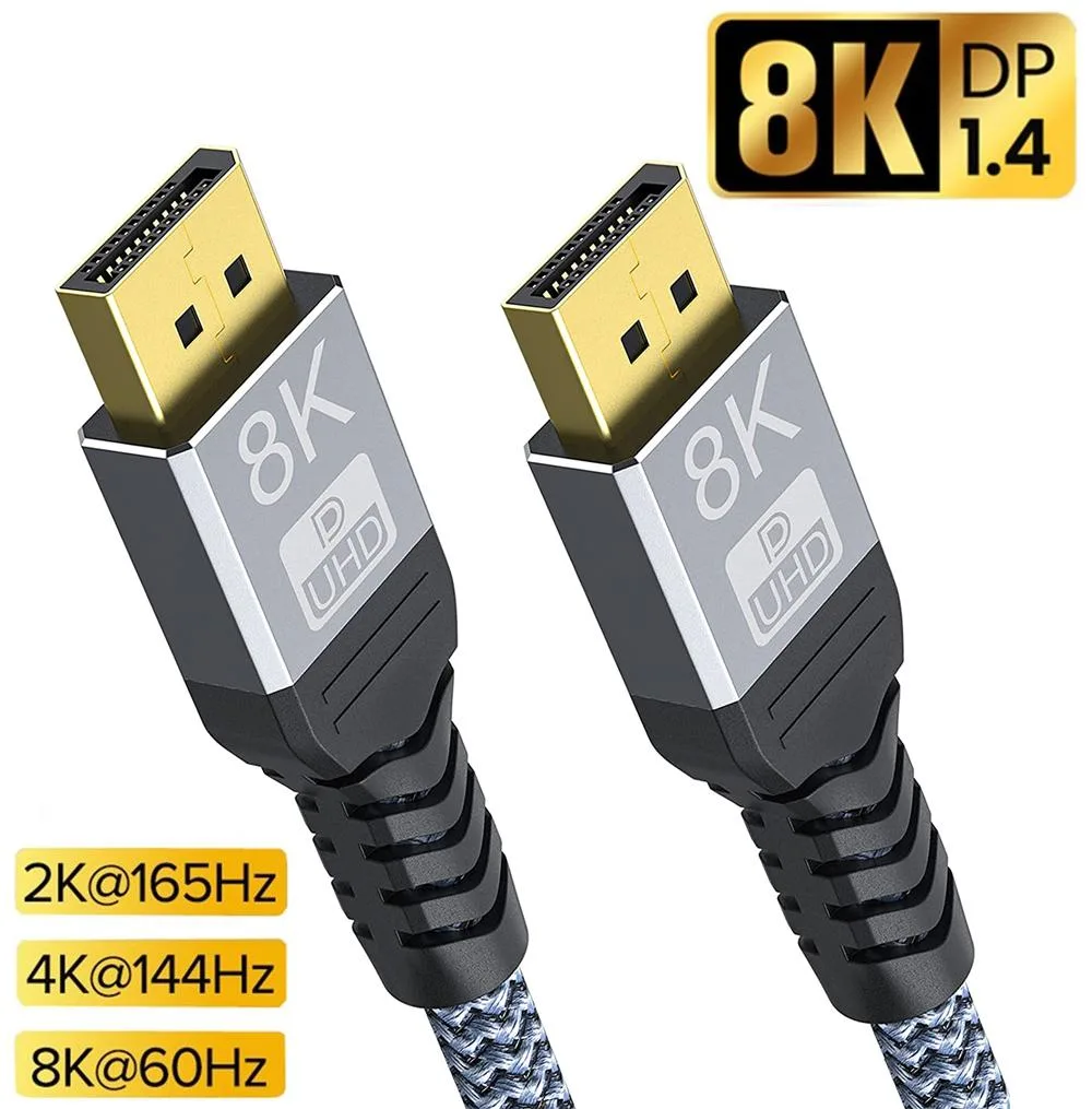 ESTONE ESTONE TJ-A044 DisplayPort 1.4 cable 3.3 ft 32.4 Gbps 8K@60Hz 4K@144Hz 1080P@240Hz braided — product photo