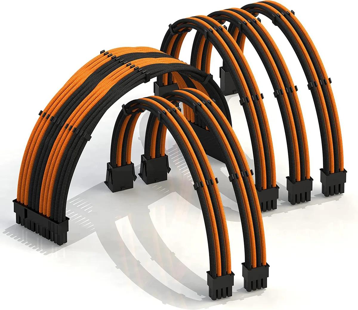 myVolts myVolts 50cm PSU Cable Extension Kit OrangeBlack 2xCPU 3xGPU 24Pin 18AWG — product photo