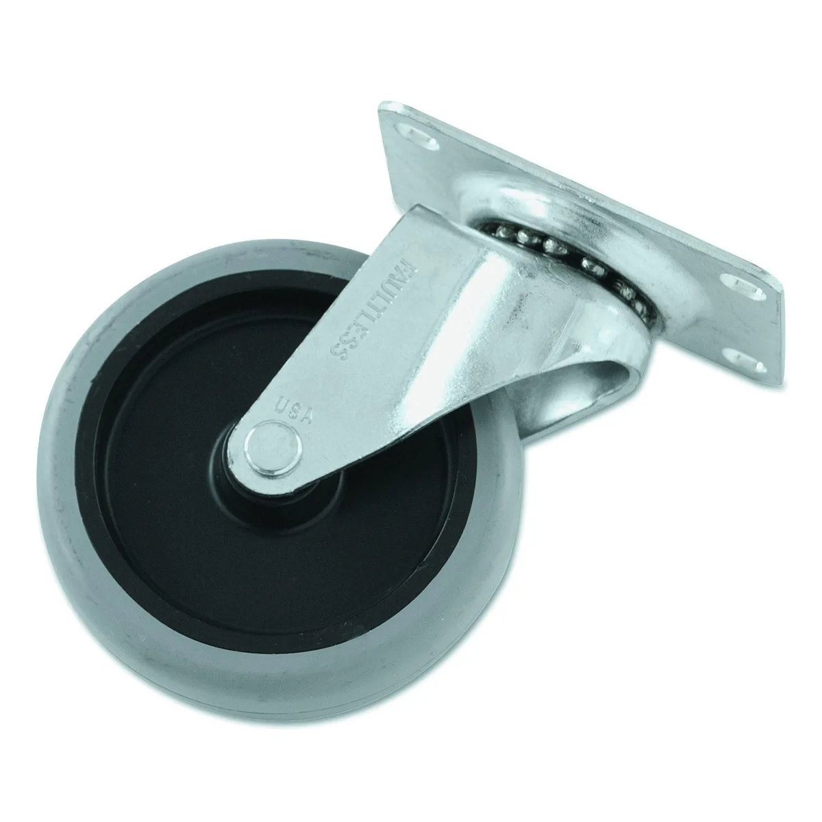 Rubbermaid Rubbermaid Non-Marking Plate Caster Swivel 4" Black/Gray/Silver FG1011L20000 — product photo