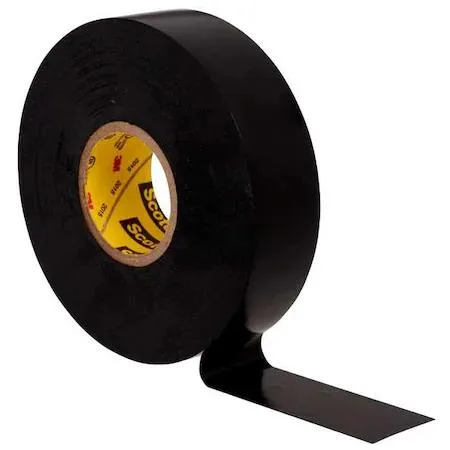Black vinyl electrical tape roll 3/4 inch by 66 feet 7 mil thickness