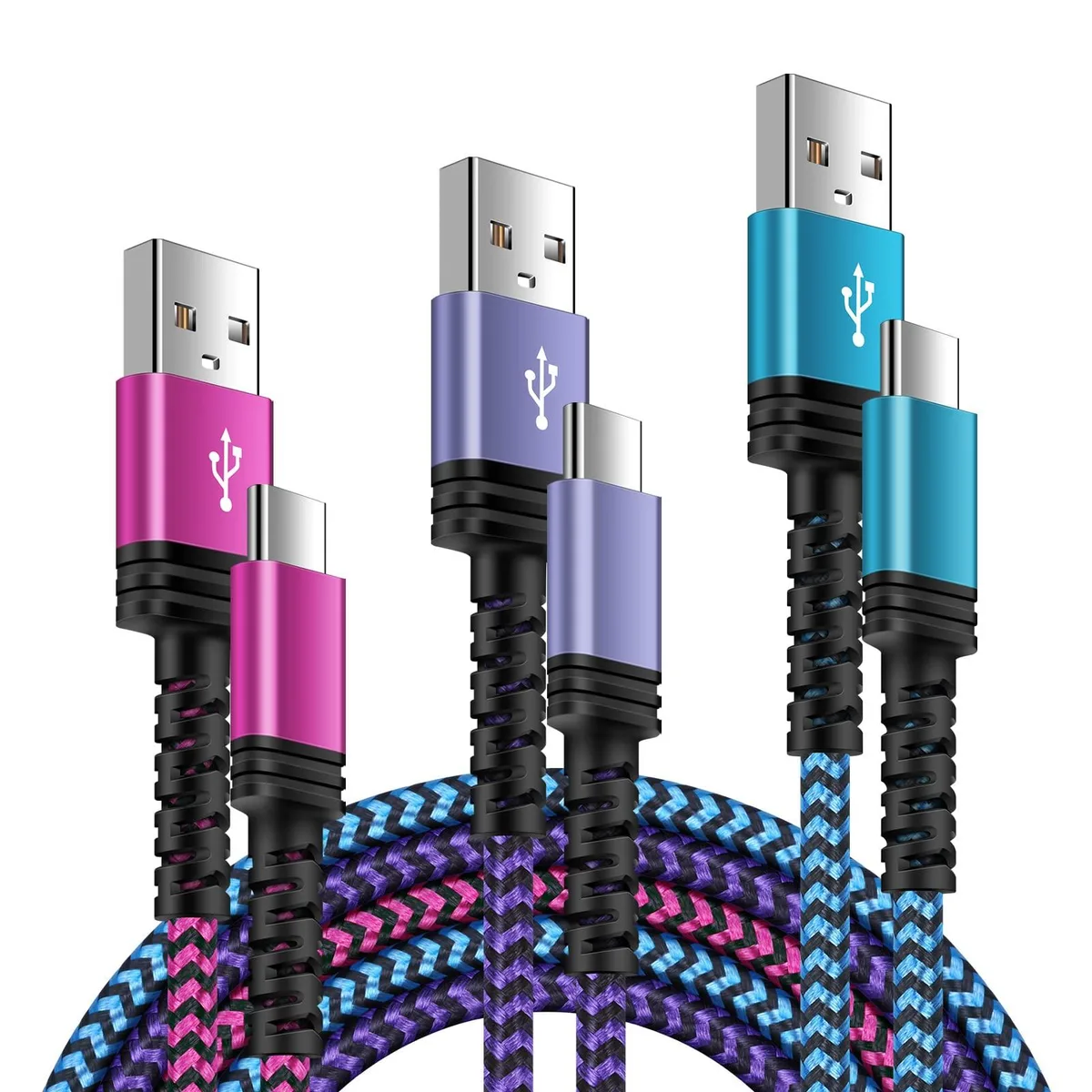  GiGreen USB-C 3-pack 3ft 6ft 10ft fast charge — product photo
