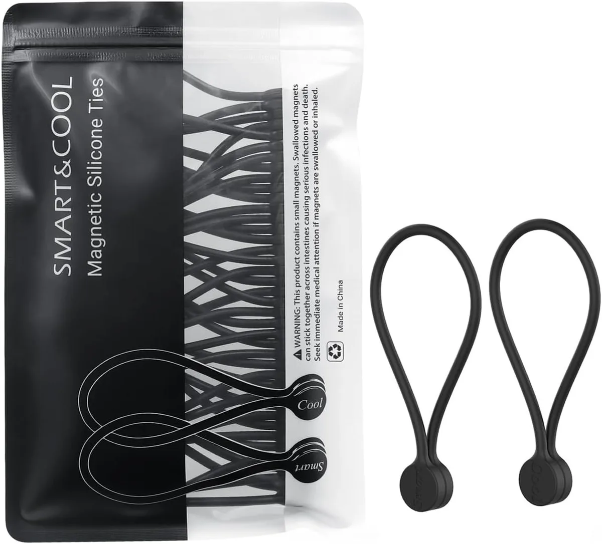 Ennovor Ennovor Magnetic Silicone Cable Ties 20-Pack Black 7.16 — product photo
