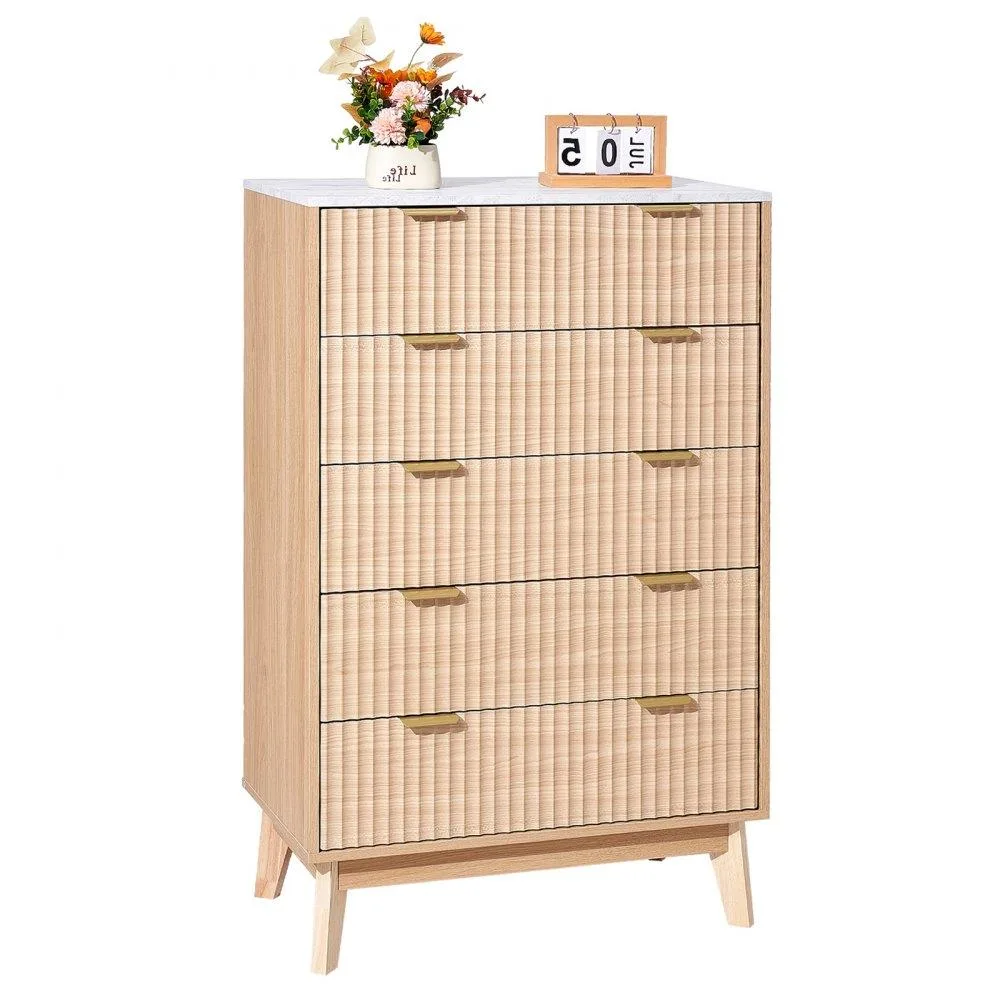 VEVOR VEVOR 5-Drawer Dresser Light Wood 15.7x29.5x48in — product photo
