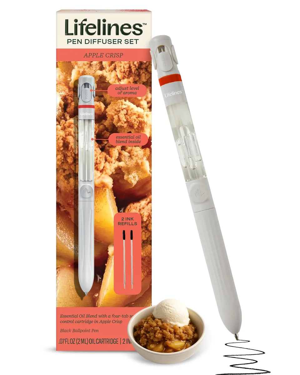 White metal ballpoint pen with adjustable scent vents