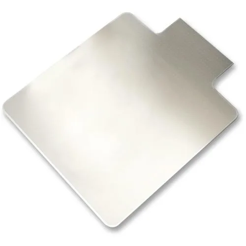 Clear rectangular chairmat with standard lip, smooth vinyl surface and gripper backing