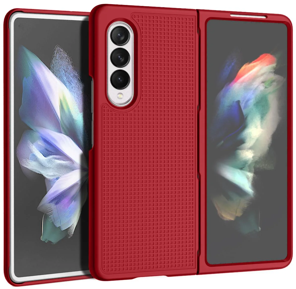 Nakedcellphone Nakedcellphone Red Grid Hard Shell Case for Samsung Galaxy Z Fold 3 5G — product photo