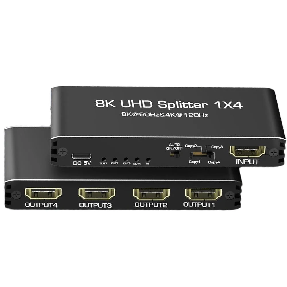 ESTONE ESTONE OZF8K3 1x4 HDMI 2.1 Splitter 8K@60Hz 4K@120Hz Metal Case — product photo