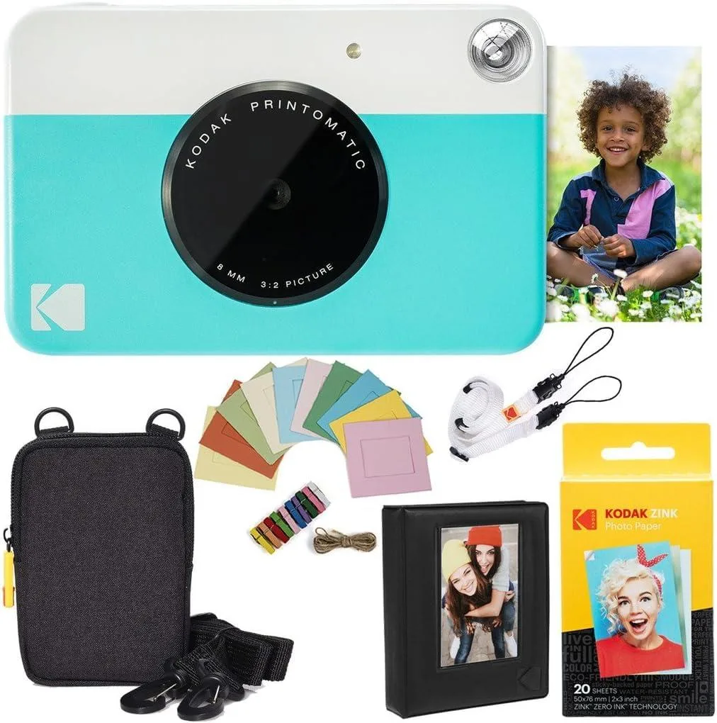Kodak Kodak Printomatic Instant Camera Bundle Blue 20 Sheets Case Album Frames — product photo