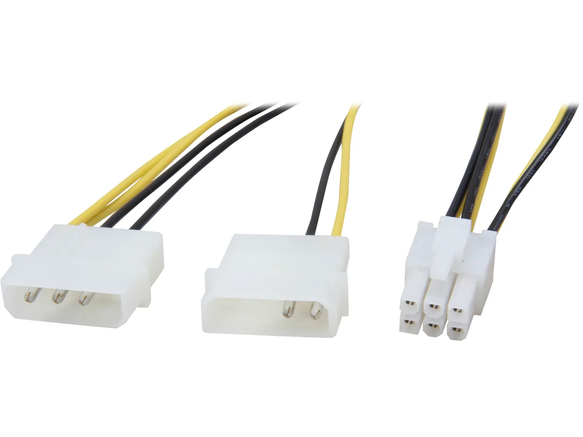 Nippon Labs Nippon Labs POW-20308 8 in. PCIe 6-pin to dual Molex LP4 internal power cable — product photo