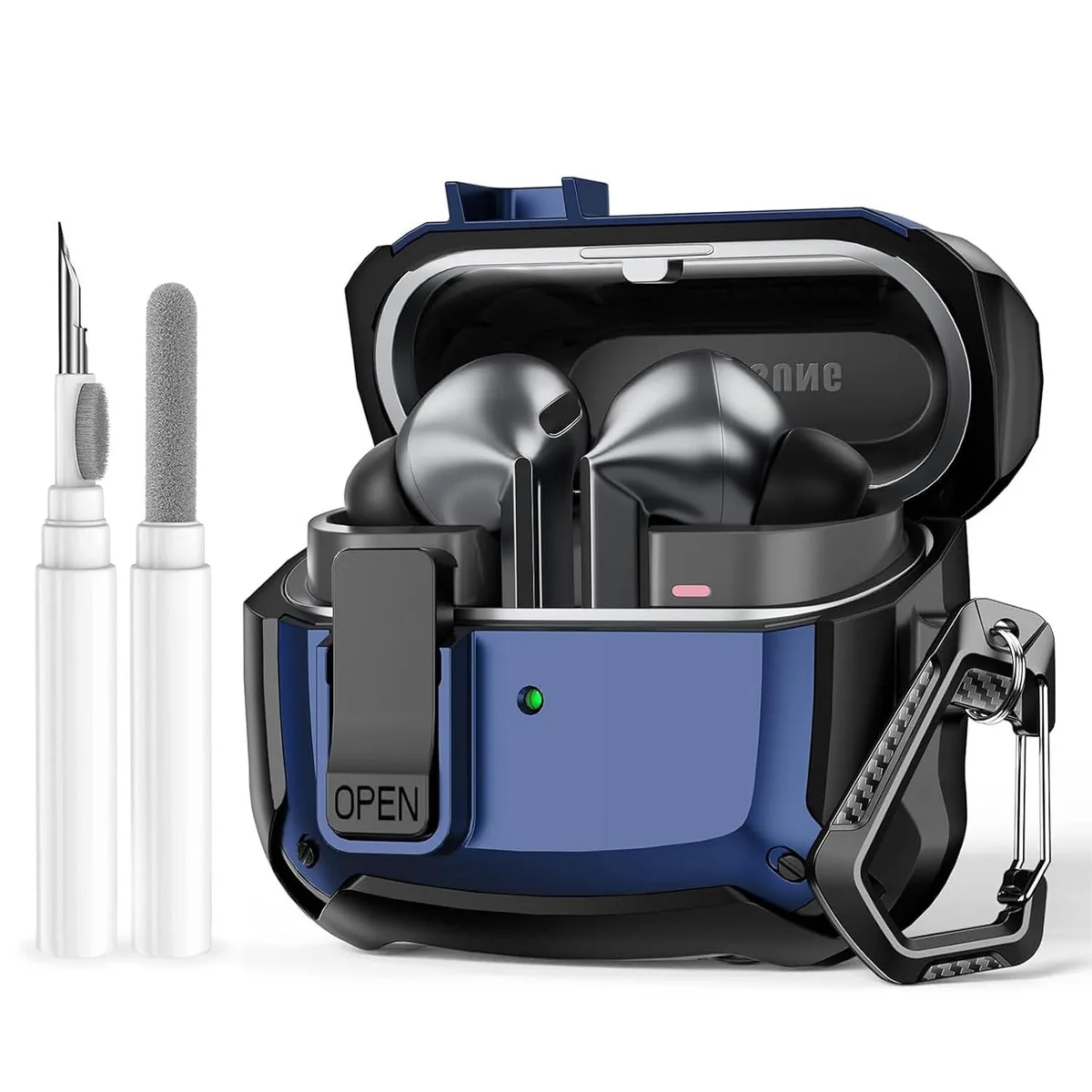 LORDWORLD LORDWORLD Galaxy Buds3 / Buds3 Pro / Buds 3 FE (2025) Shockproof Case with Keychain &amp; Cleaner Blue — product photo
