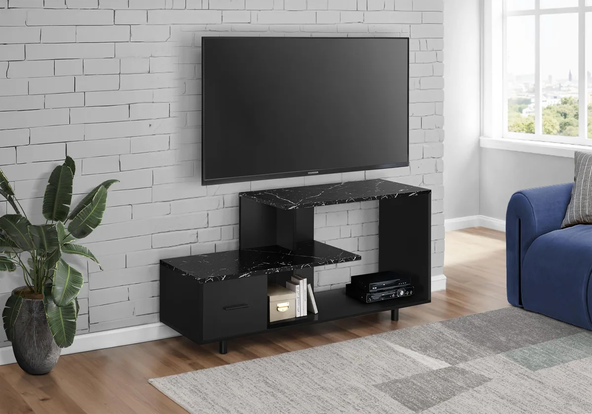 tuphen tuphen 48 Inch TV Stand Black Marble Look Laminate — product photo